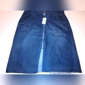 NWT Ashley Stewart Denim Skirt with Front Zipper